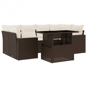 Garden Sofa Set Brown PE rattan, powder-coated steel 7 ...