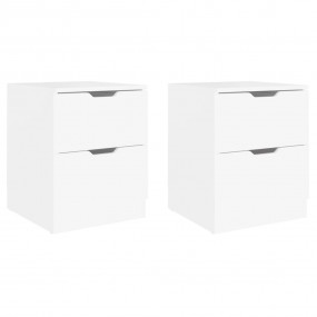 Bedside Cabinet Set of 2 White Engineered wood, MDF
