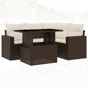 Garden Sofa Set Brown and Cream White