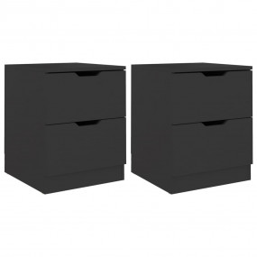 Bedside Cabinet Set of 2 Black Engineered wood, MDF