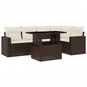 Garden Sofa Set Brown, Cream White