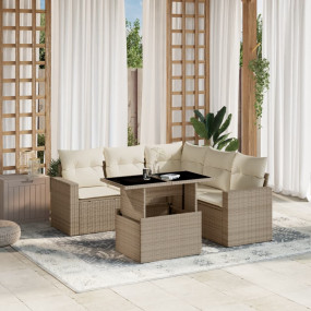 Garden Sofa Set Beige PE rattan Medium Adjustable Armre...