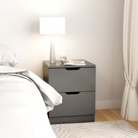 Bedside Cabinet Grey Engineered wood Medium Durable Nig...