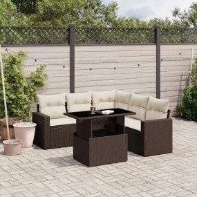 Garden Sofa Set Brown and Cream White