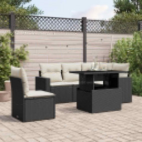 Garden Sofa Set Black PE rattan Large Garden Sofa Set
