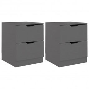 Bedside Cabinet Set of 2 Grey Engineered wood, MDF Medi...