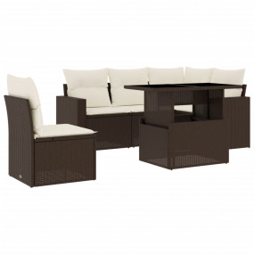 Garden Sofa Set Brown PE rattan 6 Piece Set Modular
