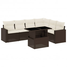 Garden Sofa Set Brown, Cream White