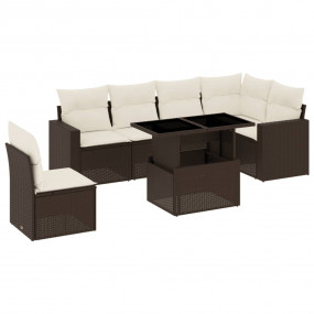 Garden Sofa Set Brown, Cream White