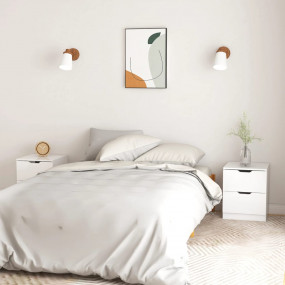 Bedside Cabinet Set of 2 High gloss white Engineered wo...