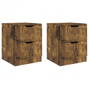 Bedside Cabinet Set of 2 Smoked Oak Engineered wood, MD...