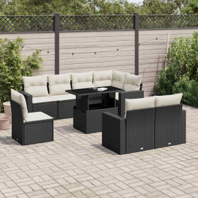 Garden Sofa Set Black, Cream white