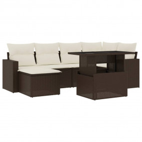 Garden Sofa Set Brown PE Rattan 7 Piece Modular Garden ...