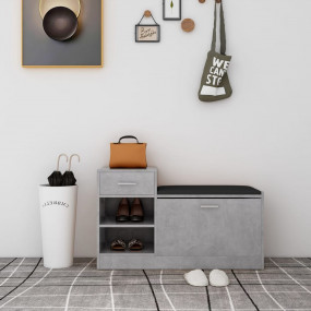 Shoe Bench Concrete Grey Engineered wood, MDF, faux lea...