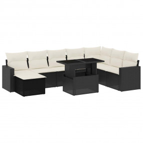 Garden Sofa Set Black PE Rattan Large Modular Garden So...