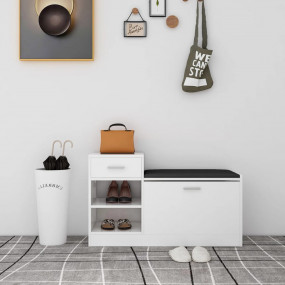 Shoe Bench High Gloss White, Black
