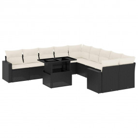 Garden Sofa Set Black and Cream White
