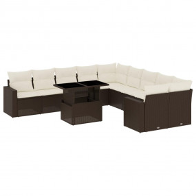 Garden Sofa Set Brown, Cream White