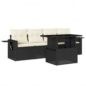 Garden Sofa Set Black and Cream White