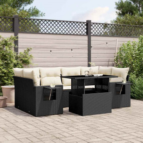 Garden Sofa Set Black PE rattan Standard Adjustable Arm...