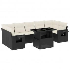 Garden Sofa Set Black PE rattan