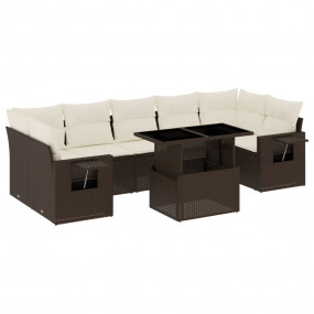 Garden Sofa Set Brown, Cream
