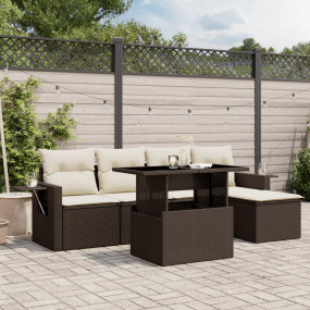 Garden Sofa Set Brown PE rattan 6 Piece Modular Garden ...