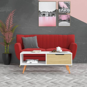 Coffee Table White and sonoma oak Engineered wood, MDF ...