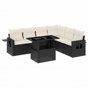 Garden Sofa Set Black and Cream White