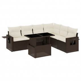 Garden Sofa Set Brown PE Rattan Large Height-Adjustable