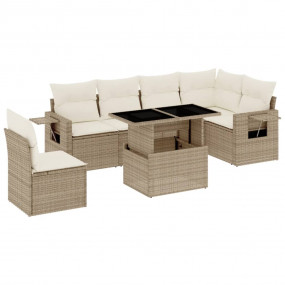 Garden Sofa Set Beige PE rattan Large Modular Garden So...