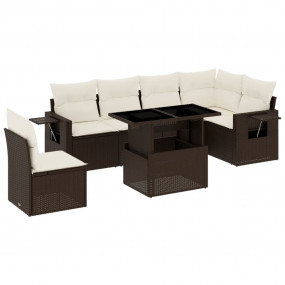 Garden Sofa Set Brown, Cream White