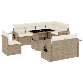 Garden Sofa Set Beige PE rattan, powder-coated steel La...