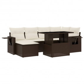 Garden Sofa Set Brown, Cream White