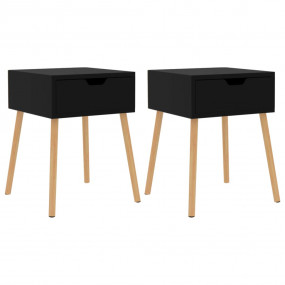 Bedside Cabinet Set of 2 High gloss black Engineered wo...