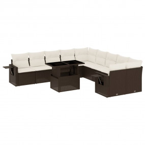 Garden Sofa Set Brown Poly Rattan Large Adjustable Armr...