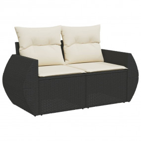 Garden Sofa Set Black PE rattan, powder-coated steel, t...