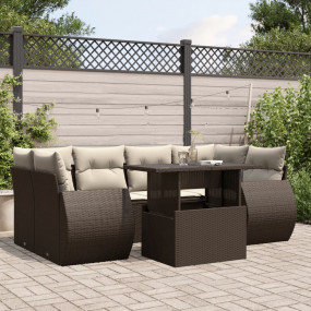 Garden Sofa Set Brown, Cream White