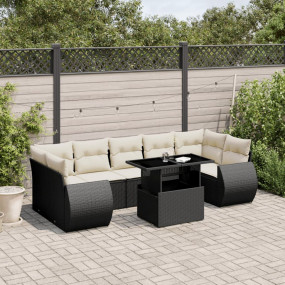 Garden Sofa Set Black and Cream White