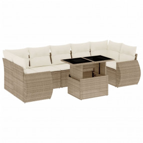 Garden Sofa Set Beige PE rattan Big Adjustable Armrests