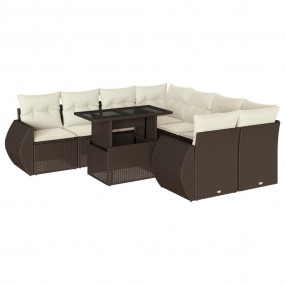 Garden Sofa Set Brown and Cream White