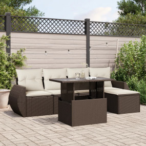 Garden Sofa Set Brown, Cream White