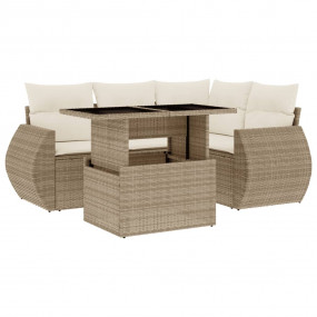 Garden Sofa Set Beige PE rattan Standard Modular