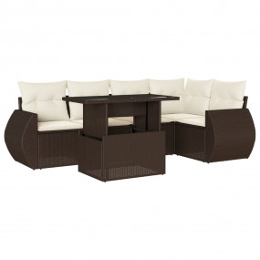 Garden Sofa Set Brown PE Rattan, Powder-Coated Steel La...