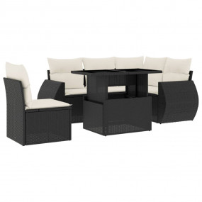 Garden Sofa Set Black Poly Rattan Large Modular Garden ...