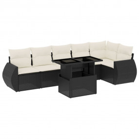 Garden Sofa Set Black PE Rattan Large Modular Garden So...