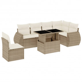 Garden Sofa Set Beige PE rattan 7 piece set Modular