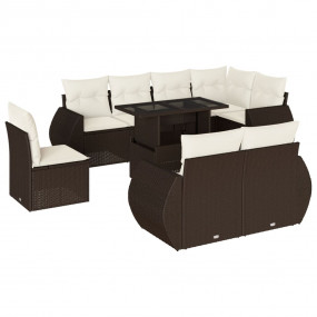 Garden Sofa Set Brown PE rattan 9 Piece Modular Garden ...