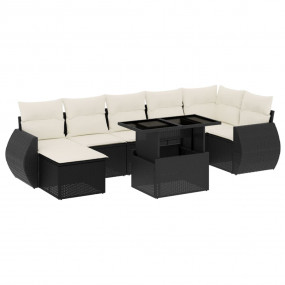 Garden Sofa Set Black, Cream