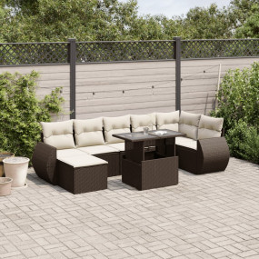 Garden Sofa Set Brown Poly Rattan Large UV-resistant ma...